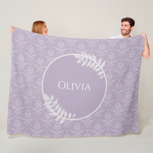 Cobertor De Velo Lavanda Elegante Damask Personalizado (In Situ)
