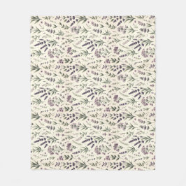 Cobertor De Velo Lavanda no Cream Vintage Floral Fleece Blanket