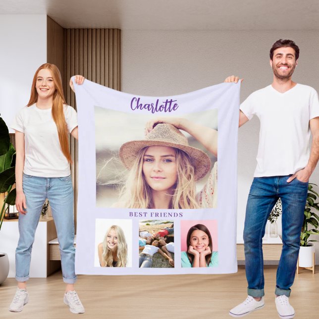 Cobertor De Velo Lavanda roxa colagem de fotos amigas (Criador carregado)