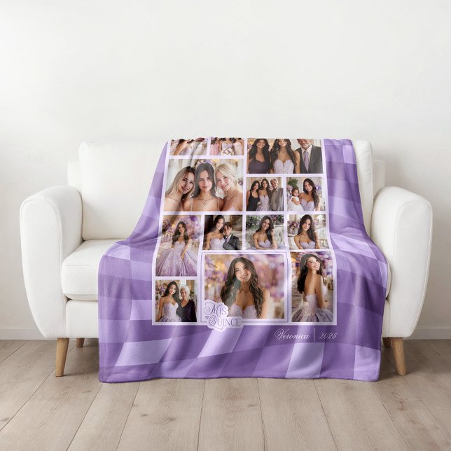 Cobertor De Velo Lavanda verificada 14 Photo Keepsaame Quinceañera (Shown on a Medium 50" x 60" blanket)