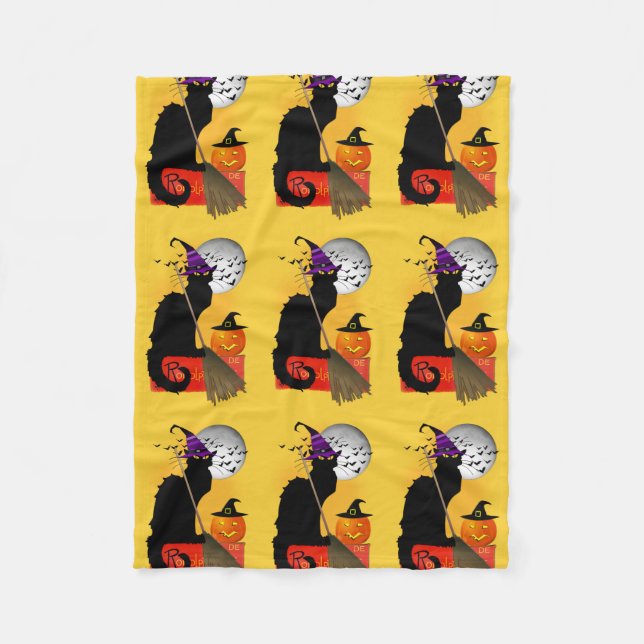 Cobertor De Velo Le Chat Noir - Halloween Witch Cat (Frente)