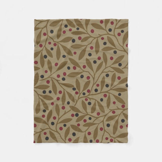 Cobertor De Velo Leaf Berry Classic Colorful Bonito Patterna Art (Frente)