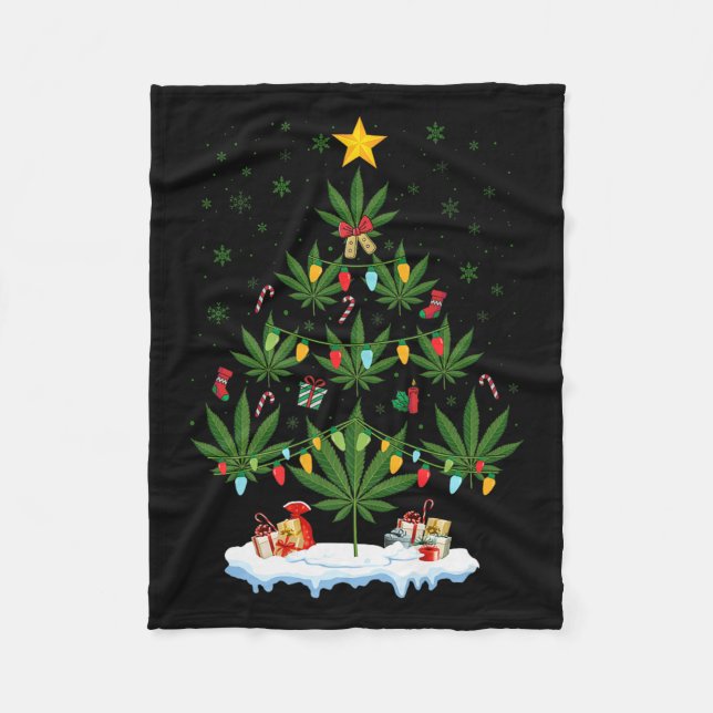Cobertor De Velo Leaf Christmas Tree Weed Stoner Xmas Premium  (Frente)