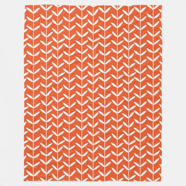 Cobertor De Velo Leaf Stems - Branco sobre Laranja (Frente)