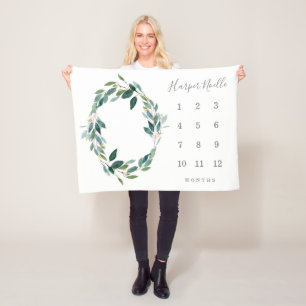 Cobertor De Velo Leafy Baby Milestone Blanket