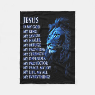 Cobertor De Velo Leão Cristão Jesus é Meu Rei, Deus, Senhor, E Sa