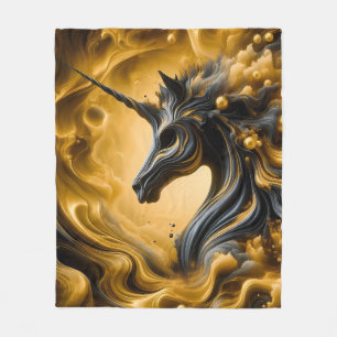 Cobertor De Velo Leão Místico Preto e Dourado - Expresso Abstrato r