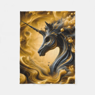 Cobertor De Velo Leão Místico Preto e Dourado - Expresso Abstrato r