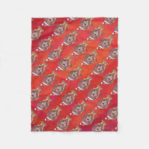 Cobertor De Velo Leão Natal Em Vermelho