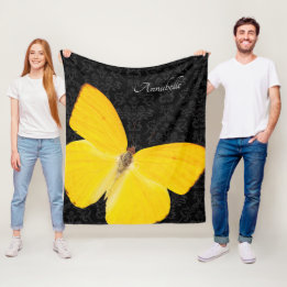 Cobertor De Velo Legenda Yellow Butterfly Black Damask Add Name