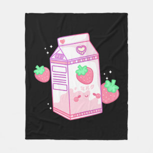 Cobertor De Velo Leite de morango cor-de-rosa pinto Japonês Kawaii