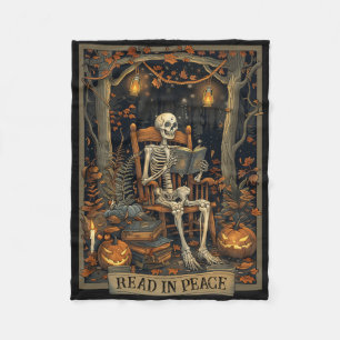 Cobertor De Velo Leitura Engraçada Em Paz Skeleton Halloween Leia B