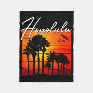 Cobertor De Velo Lembrança de Férias em Honolulu Havaí Pôr do Sol d