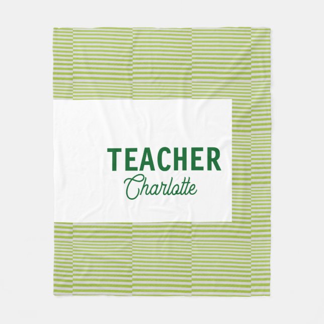Cobertor De Velo Lemon green white stripes teacher professor name c (Frente)