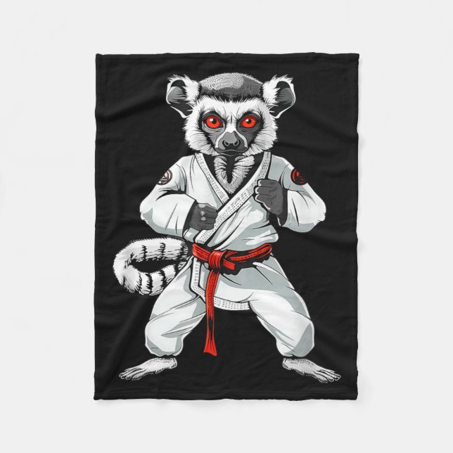 Cobertor De Velo Lêmure de Kickboxing Taekwondo Caratê MMA Engraçad (Frente)