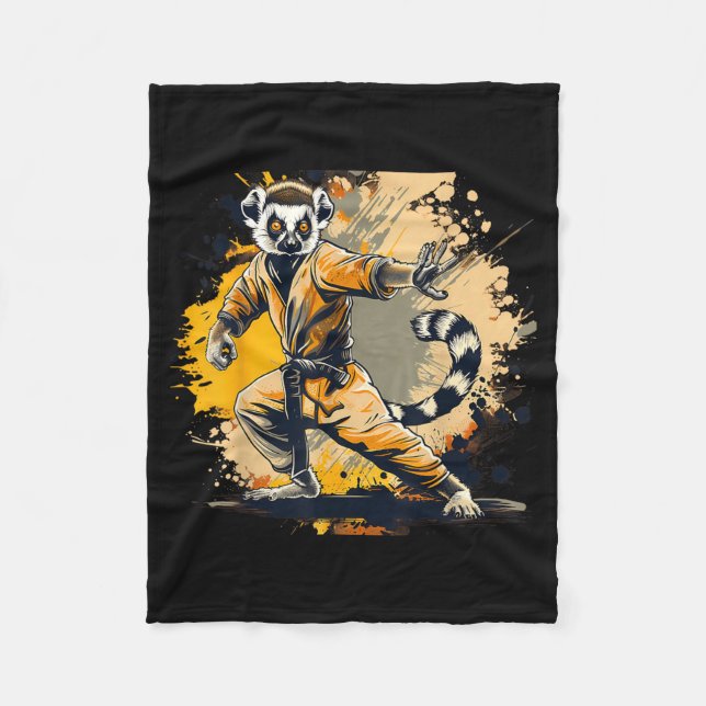 Cobertor De Velo Lêmure Kickboxing Taekwondo Caratê MMA Engraçado (Frente)