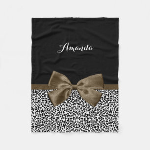 Cobertor De Velo Leopard Imprime Arco castanho sofisticado com nome