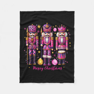 Cobertor De Velo Leopard Nutcracker Rosa Natal 2024 Xmas Pajama