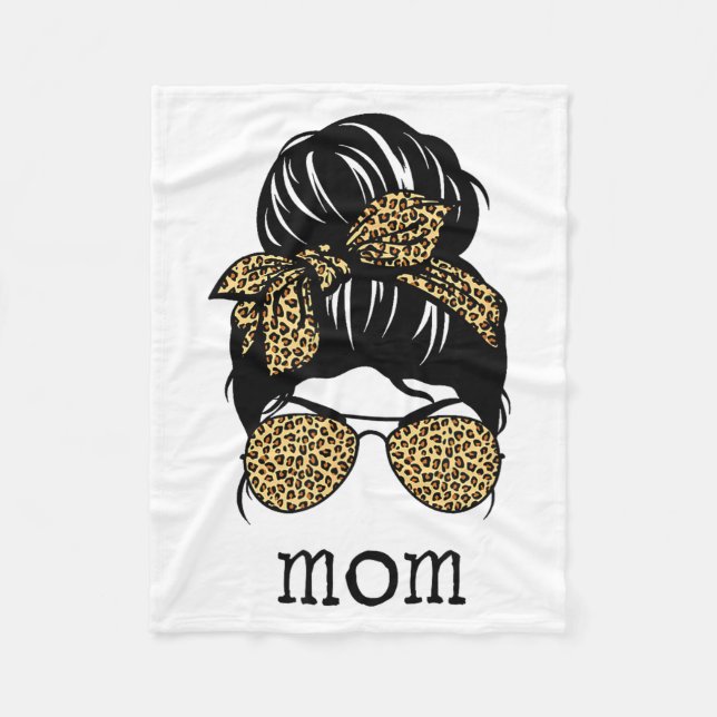 Cobertor De Velo Leopard Print Messy Hair Bun Mom  (Frente)
