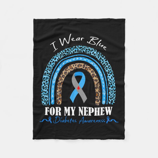 Cobertor De Velo Leopard Rainbow Eu Visto Azul Para Minha Diabetes  (Frente)