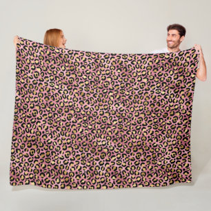 Cobertor De Velo Leopard Series Design 15 rosa e Dourada