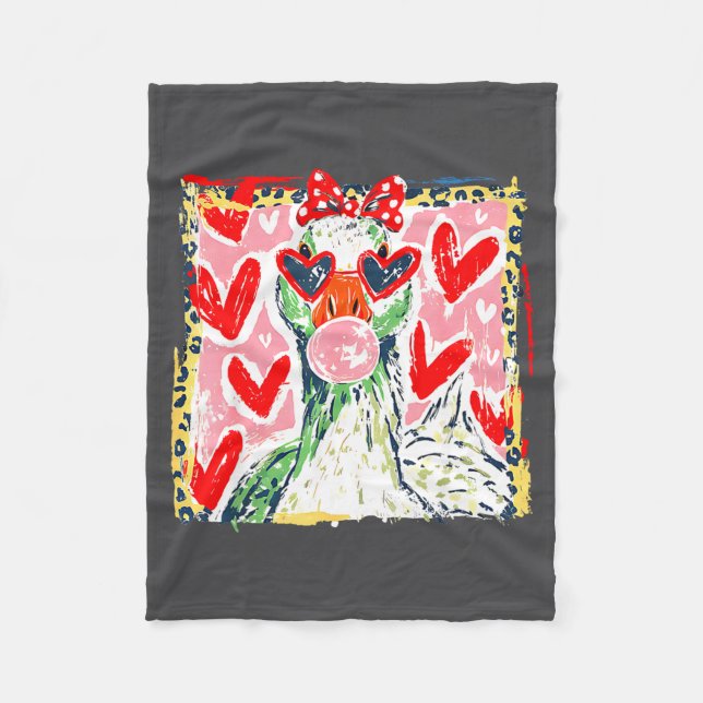 Cobertor De Velo Leopard Valentine's Day Goose Funny Cute Goose Hun (Frente)