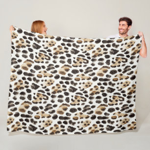 Cobertor De Velo Leopardo Animal Preto Marrom Creme