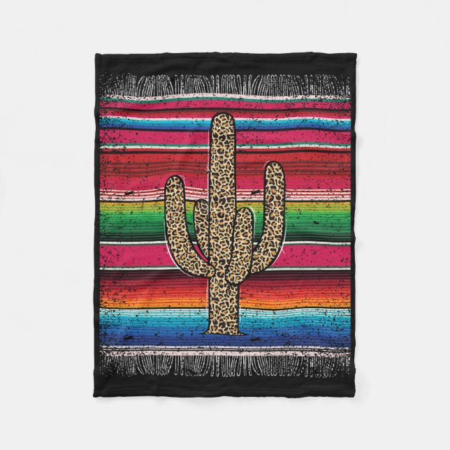 Cobertor De Velo Leopardo Cactus Mexicano Cinco de Mayo (Frente)