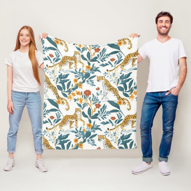 Cobertor De Velo Leopardo com Folhas Tropicais (In Situ)