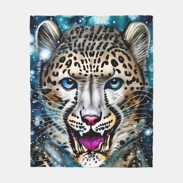 Cobertor De Velo Leopardo-da-neve Steampunk (Frente)