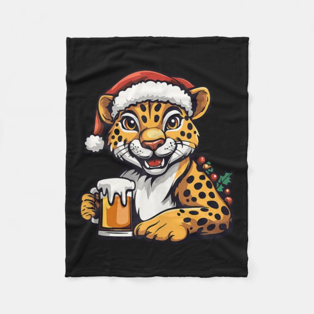 Cobertor De Velo Leopardo de Natal Engraçado com BD (Frente)
