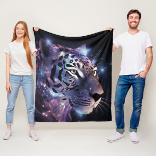Cobertor De Velo Leopardo Neon Cósmico – Arte Fantástica de Grandes