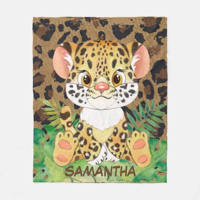 Cobertor De Velo Leopardo selvagem Bebê (Frente)