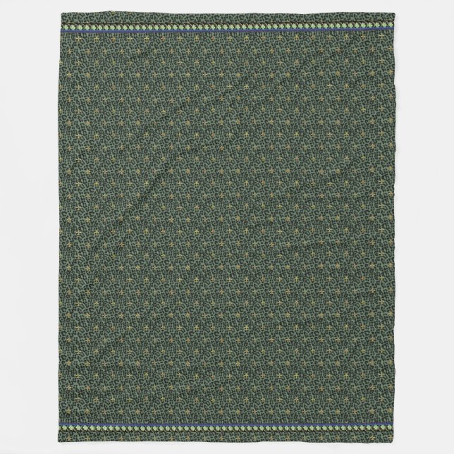 Cobertor De Velo Leopardo Verde com Fleur de Lis (Frente)