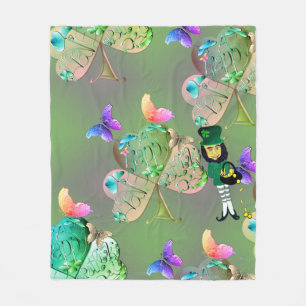 Cobertor De Velo Leprechaun & Shamrocks Fleece