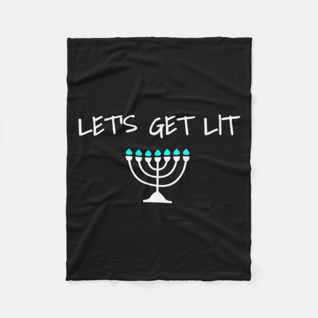 Cobertor De Velo Let S Get Lit Jewish Hanukkah Menorah Chanukkah  (Frente)