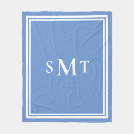 Cobertor De Velo Letra azul e branca três letras monograma