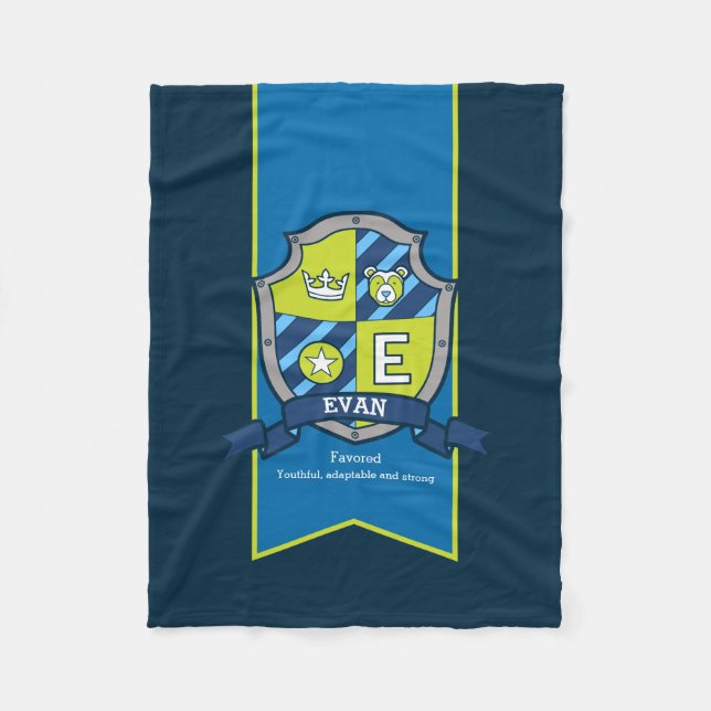 Cobertor De Velo Letra "Meninos" E Evan, nome que significa "urso c (Frente)