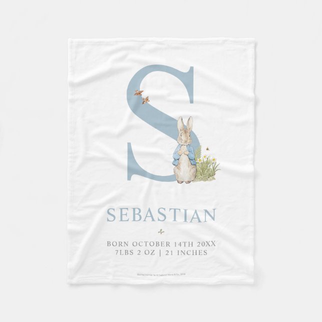 Cobertor De Velo Letra personalizada | S do coelho de Peter (Frente)