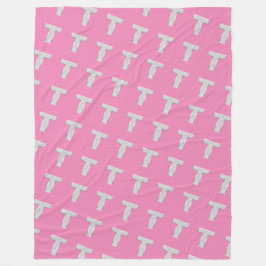 Cobertor De Velo Letra prata rosa T