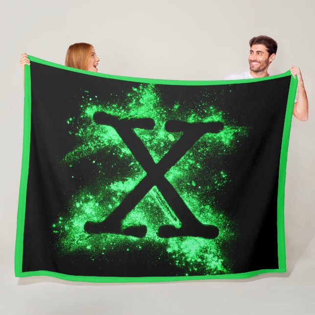 Cobertor De Velo Letra X alfabeto maiúsculo verde (In Situ)