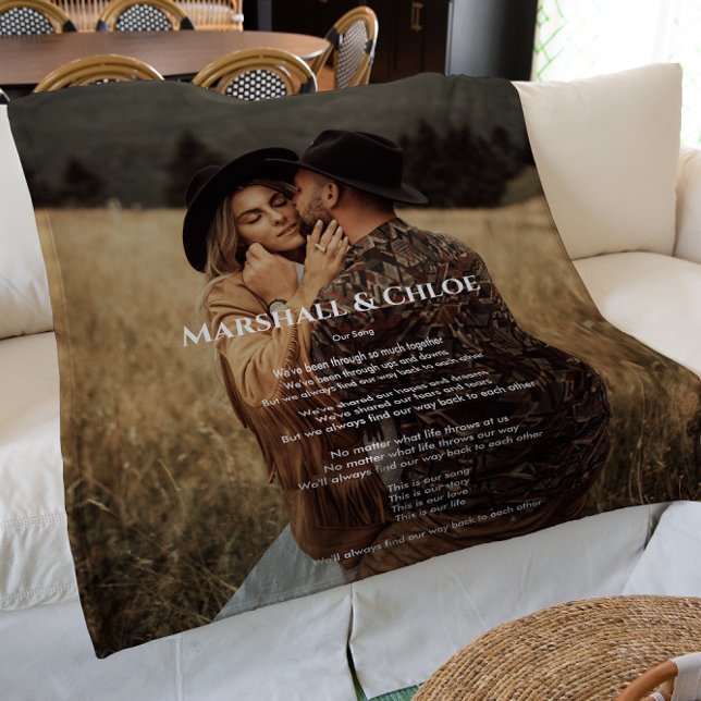 Cobertor De Velo Letras de música fotográfica Fleece Blanket (wedding song lyrics and photo memory keepsake to treasure forever )