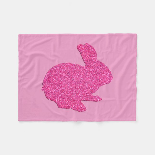 Cobertor De Velo Leve Rosa Silhouter Bunny Fleece Blanket (Frente (Horizontal))