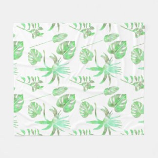 Cobertor De Velo Leve Verde Tropical Aquarela Folha Branca