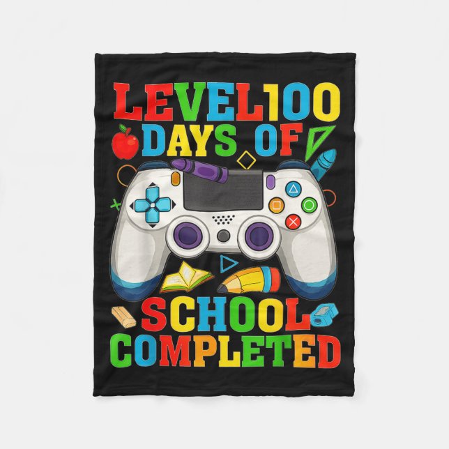 Cobertor De Velo Level 100 Days Of School Unlocked Boys 100th Day O (Frente)