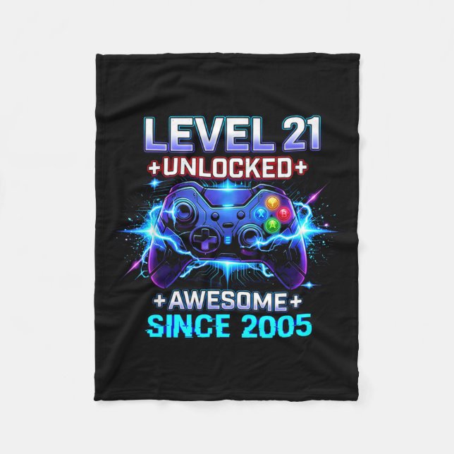 Cobertor De Velo Level 21 Unlocked Awesome Since 2005 21st Birthday (Frente)