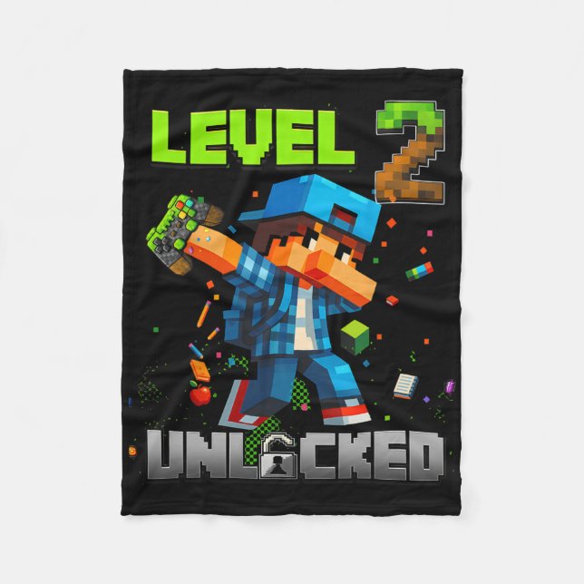 Cobertor De Velo Level 2 Unlocked Funy Birthday Boy Pixel Gamer 2nd (Frente)