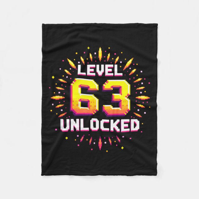 Cobertor De Velo Level 63 Unlocked Birthday Gift Gamer Milestone  (Frente)