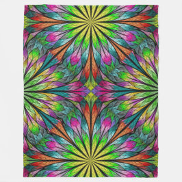 Cobertor De Velo Lg Floral Fractal Fleece Blanket