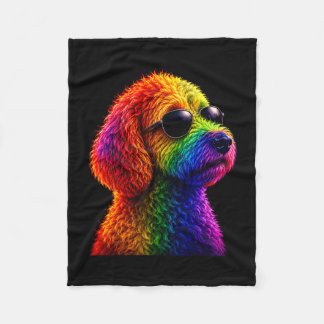 Cobertor De Velo Lgbt rainbow goldendoodle with sunglasses gay
